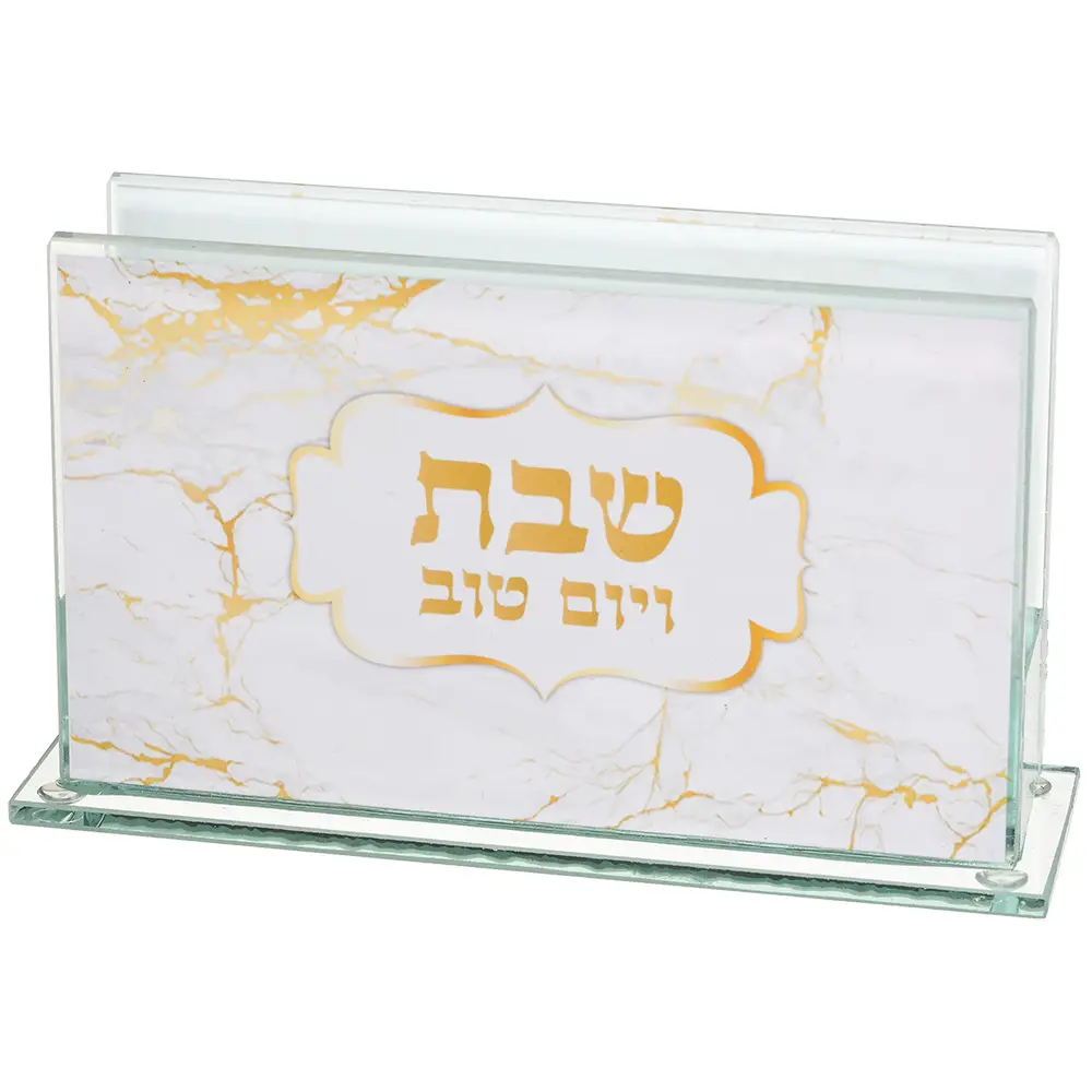מחזיק גפרורים זכוכית עם הדפסה דגם שיש 12.5X7 ס"מ