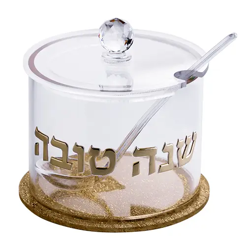 כלי לדבש אקריליק גימור זהב 8.5 ס"מ